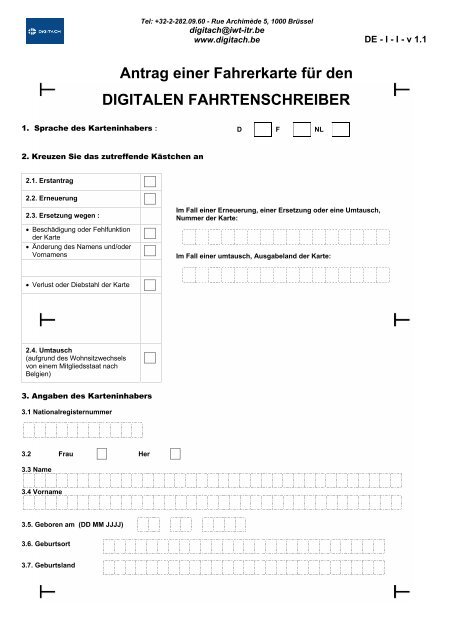 Antrag einer Fahrerkarte fÃ¼r den DIGITALEN ... - Klaus Willems