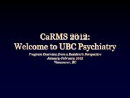 CaRMS 2012: Welcome to UBC Psychiatry