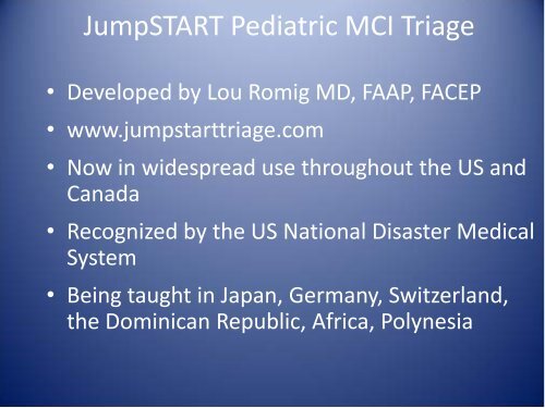 Pediatric Triage and Treatment - The 2012 Integrated Medical ...