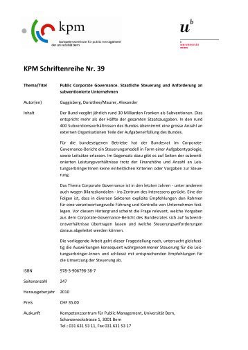 KPM Schriftenreihe Nr. 39 - Kompetenzzentrum fÃ¼r Public ...