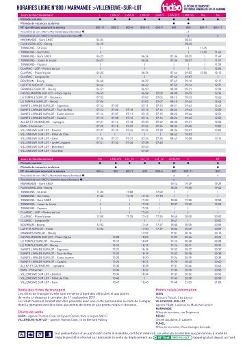 HORAIRES LIGNE NÂ°800 / MARMANDE >VILLENEUVE-SUR-LOT