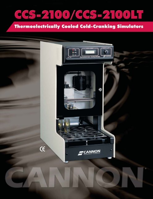 Cold-Cranking Simulator CCS-2100/2100LT - Cannon Instrument ...