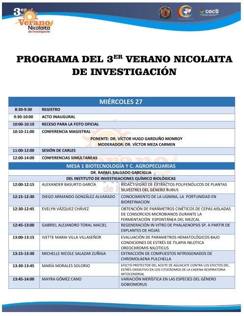 programa del 3er verano nicolaita de investigacion