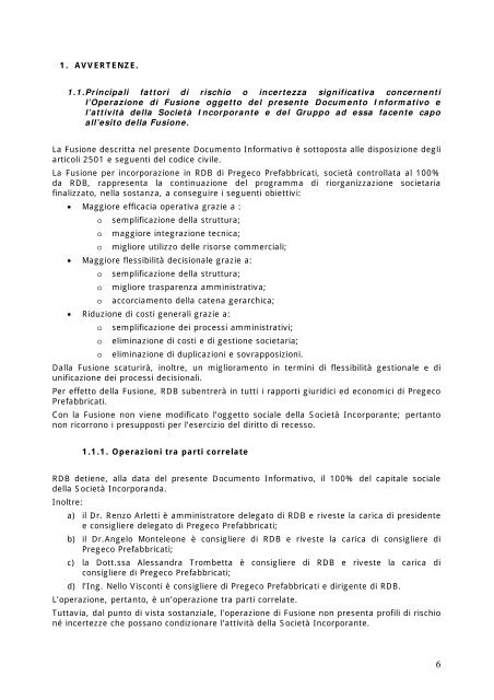 1 documento informativo redatto ai sensi dell'art. 70, comma 4 ... - Rdb