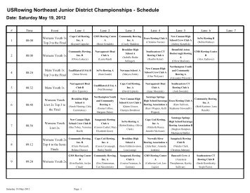 USRowing Northeast Junior District Championships - Schedule