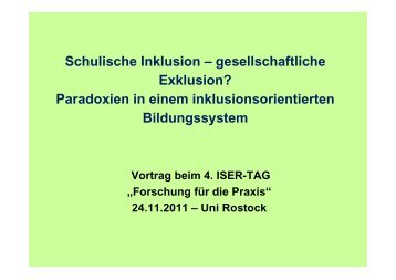 Schulische Inklusion â gesellschaftliche Exklusion? Paradoxien in ...