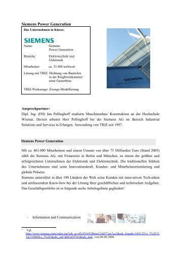 Siemens Power Generation - TRIZ-online