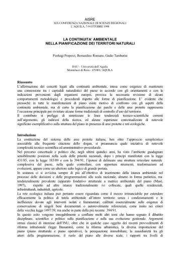 La continuitÃ  ambientale nella pianificazione dei territori ... - Planeco