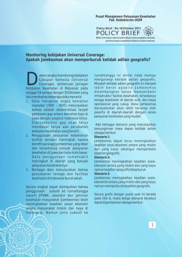 Makassar Policy Brief, Monitoring kebijakan Universal Coverage
