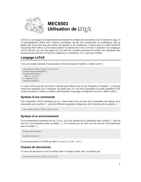 Mise En Page Latex Exemple