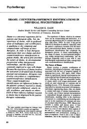Shame: Countertransference identifications in individual ...