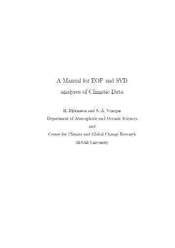 A Manual for EO and SVD analyses of Climatic Data