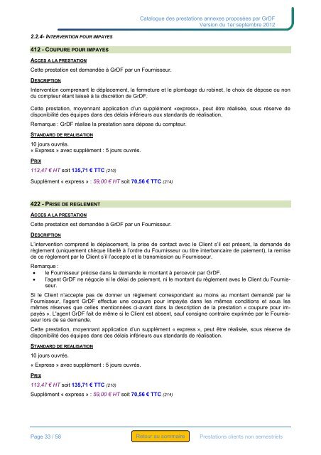 Catalogue des Prestations de GrDF - Entreprises