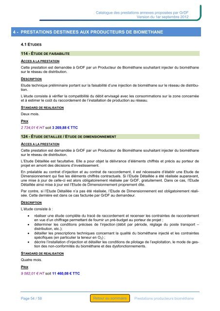 Catalogue des Prestations de GrDF - Entreprises