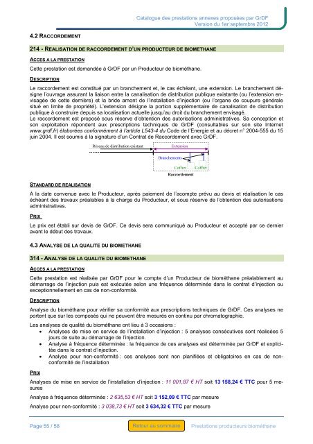 Catalogue des Prestations de GrDF - Entreprises