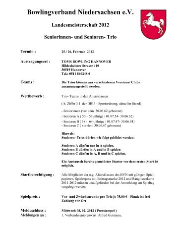 und Senioren- Trio - Bowlingverband Niedersachsen e.V.