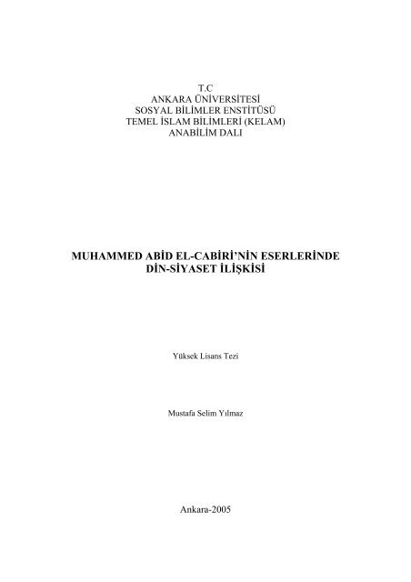 muhammed abid el-cabiri'nin eserlerinde din ... - DÃ¼ÅÃ¼nce Tarihi