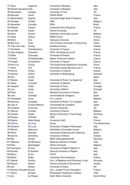 Current List of Participants - Cfe-csda.org