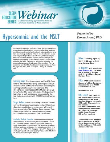 Hypersomnia and the MSLT - American Academy of Sleep Medicine