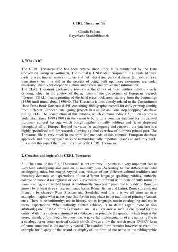 CERL Thesaurus file