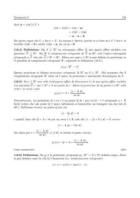 Â§ 17 Spazi affini euclidei e isometrie - Matematica e Applicazioni