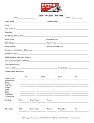 pet sitting service information sheet & authorization - Fetch! Pet Care