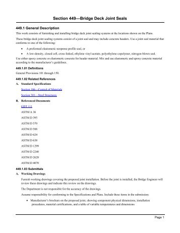 Section 449 Bridge Deck Joint Seals with Elastomeric Concrete ...