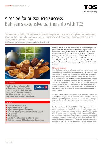 Customer project with Bahlsen - TDS AG - Fujitsu