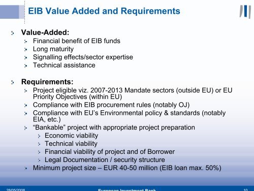 The European Investment Bank (EIB)