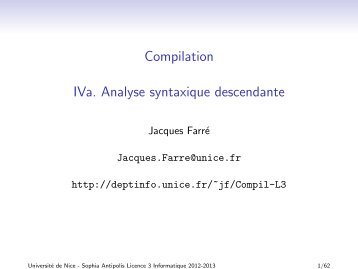 Compilation IVa. Analyse syntaxique descendante