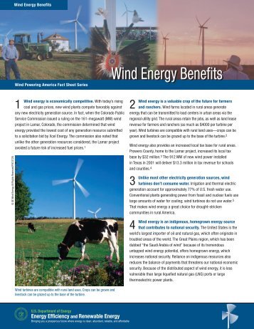 Wind Energy Benefits: Wind Powering America Fact Sheet Series