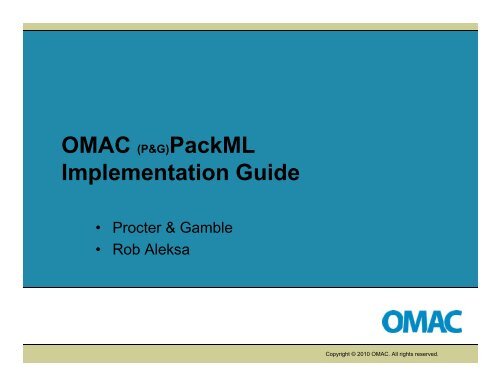 OMAC PackML Implementation Guide - ARC Advisory Group