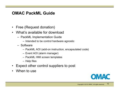 OMAC PackML Implementation Guide - ARC Advisory Group
