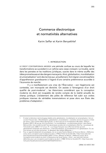 Commerce Ã©lectronique et normativitÃ©s alternatives - uoltj