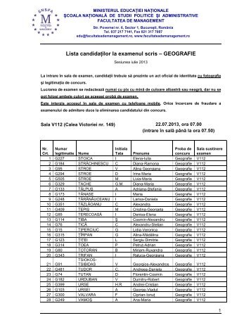 Geografie - Facultatea de Management