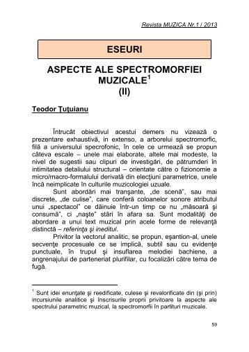 ESEURI ASPECTE ALE SPECTROMORFIEI MUZICALE (II) - UCMR