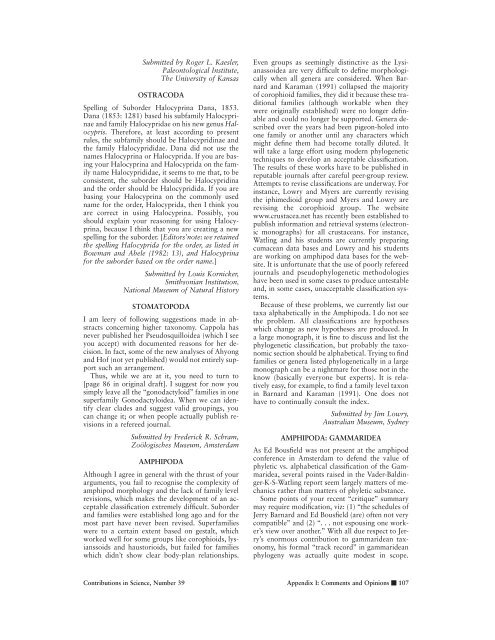 An Updated Classification of the Recent Crustacea