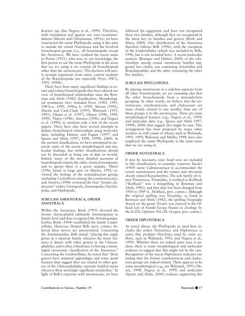 An Updated Classification of the Recent Crustacea