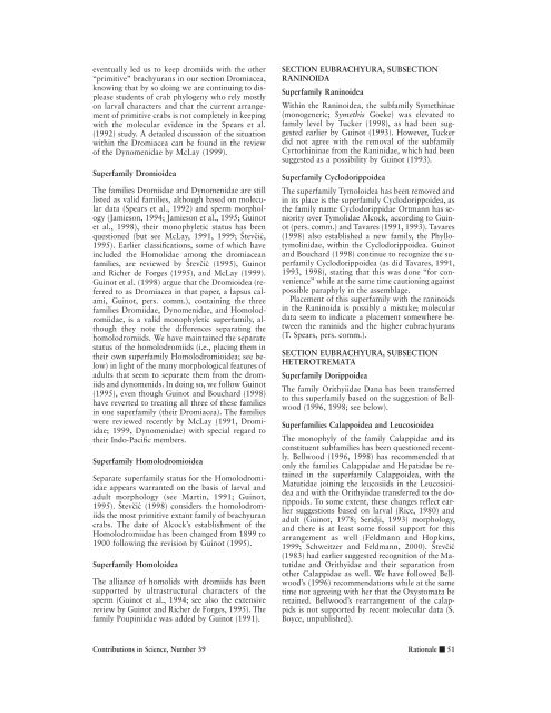 An Updated Classification of the Recent Crustacea