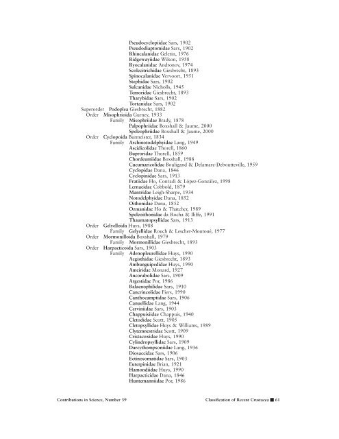 An Updated Classification of the Recent Crustacea