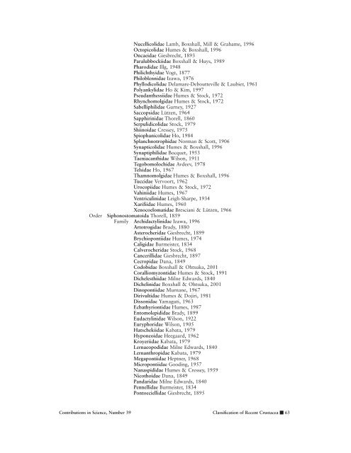 An Updated Classification of the Recent Crustacea