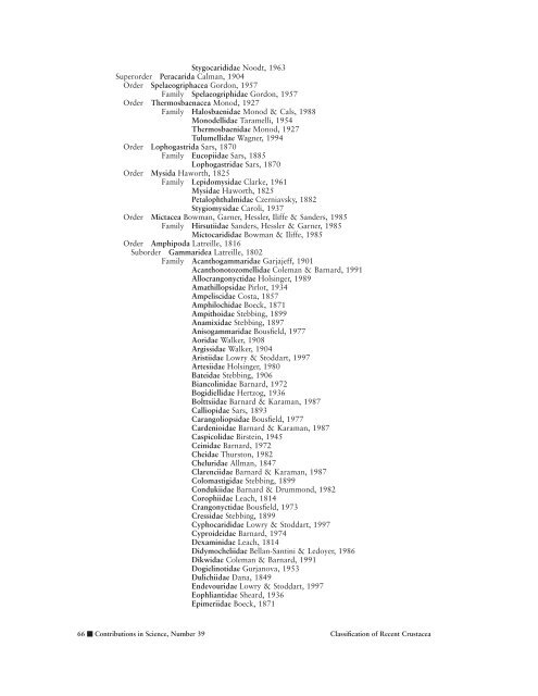 An Updated Classification of the Recent Crustacea