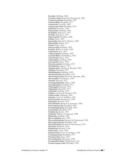 An Updated Classification of the Recent Crustacea