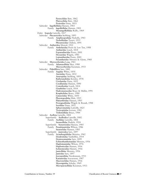 An Updated Classification of the Recent Crustacea