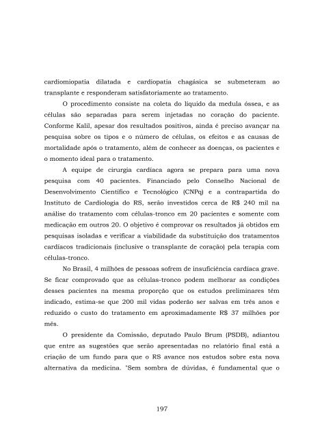 ComissÃ£o Especial sobre a pesquisa das CÃ©lulas-Tronco