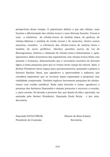 ComissÃ£o Especial sobre a pesquisa das CÃ©lulas-Tronco