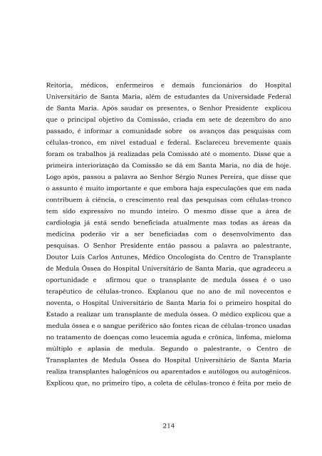 ComissÃ£o Especial sobre a pesquisa das CÃ©lulas-Tronco