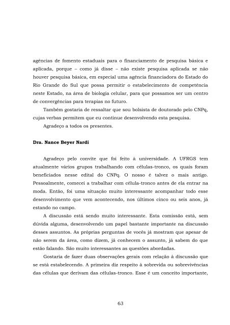 ComissÃ£o Especial sobre a pesquisa das CÃ©lulas-Tronco