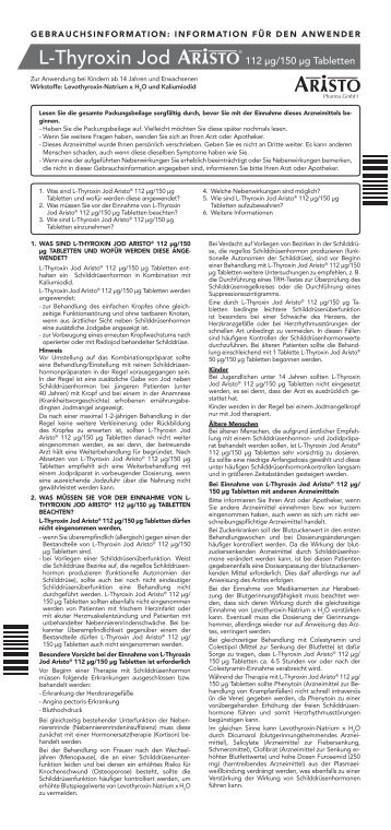 GI L-Thyroxin Jod 112mg.pdf - Aristo Pharma GmbH