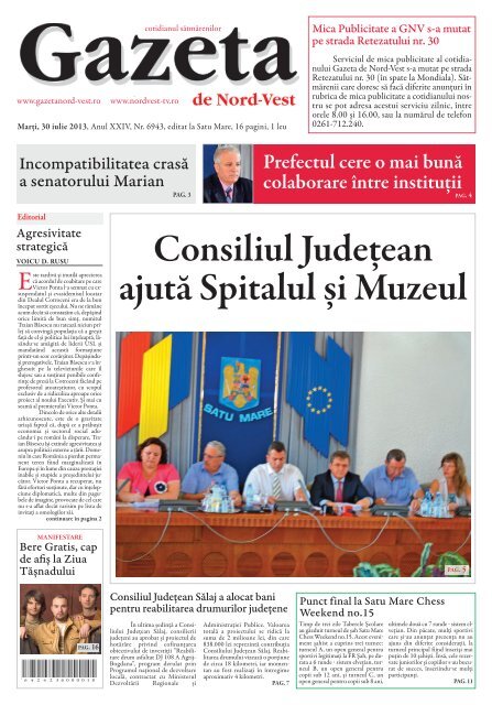 Consiliul Judeţean ajută spitalul şi muzeul - Gazeta de Nord Vest